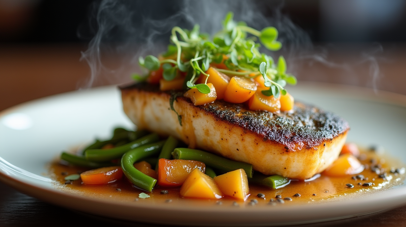 Black Bass Poêlé au Gingembre et Soja