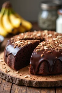 recette gateaux ig bas​ au chocolat avec bananes et yaourt grec en arrière-plan