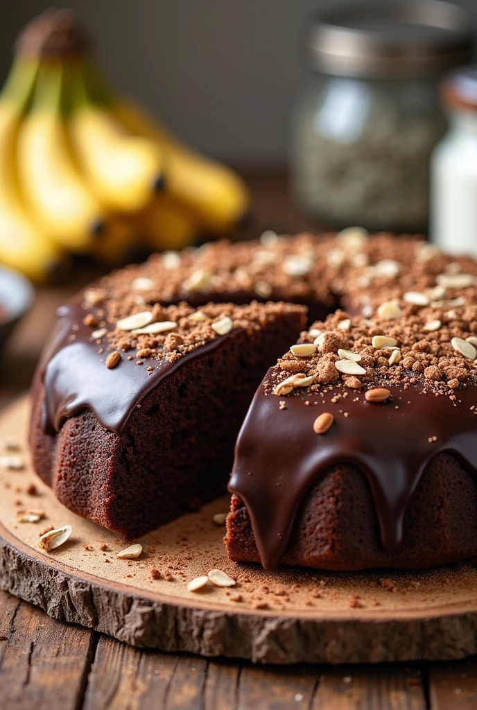recette gateaux ig bas au chocolat avec bananes et yaourt grec en arrière-plan