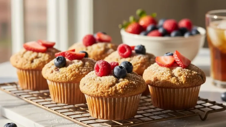 Biscuits pour diabétique recette résultat final - muffins moelleux aux fruits sans sucre ajouté sur plan de travail en marbre