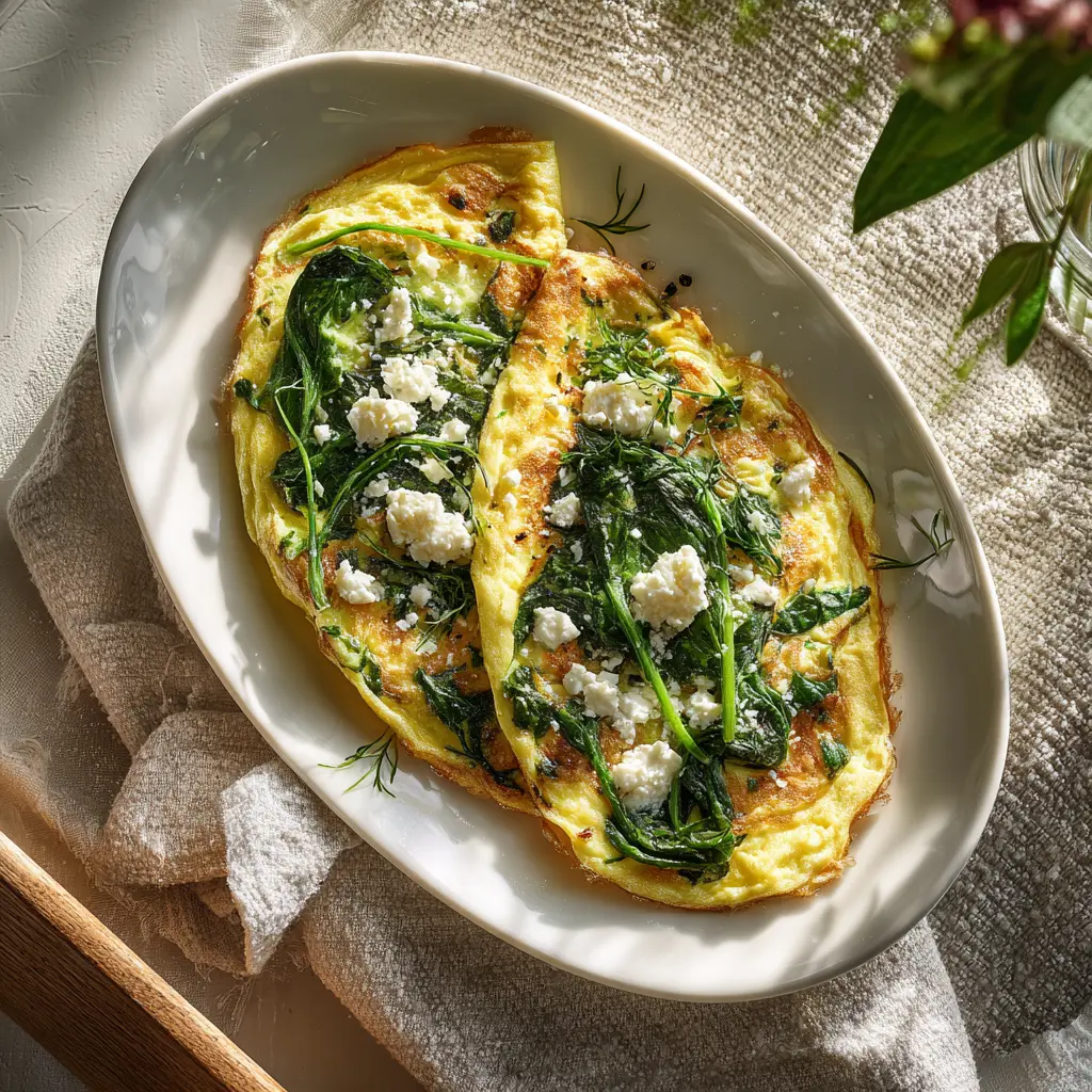 Omelette aux épinards et feta pour un dîner ig bas rapide