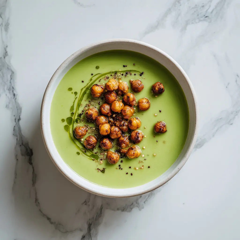 Soupe de courgettes ig bas avec pois chiches rôtis, dîner léger et rapide